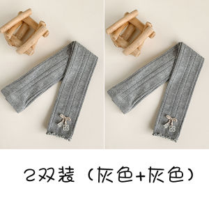 Spring Autumn Thin Non-Connected Princess Style Childrens Trousers with Butterfly Knots for Girls Outerwear Pants