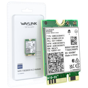 WAVLINK Card WiFi 7 không dây mô-đun mạng BE200 M.2 NGFF ba băng tần 8774Mbps với Bluetooth 5.4 MU-MIMO WPA3 Hỗ trợ laptop Windows 10/11 (64-bit) Không hỗ trợ AMD