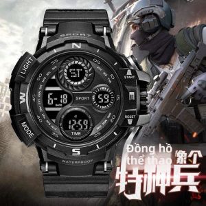 Đồng Hồ Kỹ Thuật Số Dành Cho Nam Quân Đội Đồng Hồ LED Thể Thao Ngoài Trời Đồng Hồ Báo Thức Đồng Hồ Bấm Giờ Đồng Hồ Đeo Tay Điện Tử Đa Chức Năng Có Vỏ Cao Su Dành Cho Nam Thanh Thiếu Niên