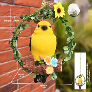 Resin Parrot Decorative Ornaments Outdoor Courtyard Garden Flower Pot Scenery Magpie Bluebird Simulation Potted Plants Decorations