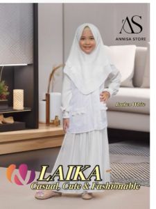 BAJU DRESS ANAK CEWEK NIBRAS GAMIS ANAK LAIKA BROKEN WHITE / GAMIS NGAJI ANAK SET HIJAB DAILY OUTFIT FRESH & CUTE