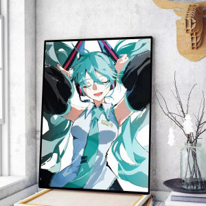 Kayou | 5D DIY Diamond Painting Kit Anime Hatsune Miku Artwork Full Drill Rhinestone Mosaic Craft Kit for Home Decor Gift Frameless