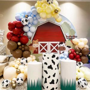 120Pcs A Set of Cow Printed Balloon Wreath Arch Set Childrens and Boy Farm Party Birthday Party Decoration