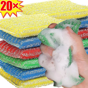 20 ชิ้น ฟองน้ำล้างจานหม้อ - ฟองน้ำล้างจานสองด้านเครื่องมือ สำหรับความสะอาดของใช้ในครัวเรือนแปรงล้างจาน