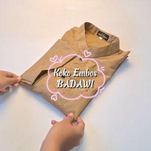 Baju koko muslim pria BADAWI lengan pendek EMBOS HEXAGONAL terbaru kurta kancing snap import