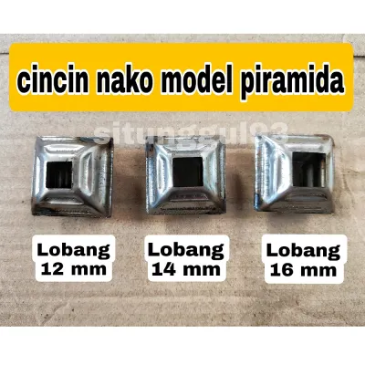 ornamen pagar besi nako cincin piramid ukuran 12mm 14mm 16mm isi 10 pcs
