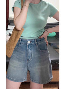 Plus Size Slim Fit French Style Wide Leg Jeans Shorts