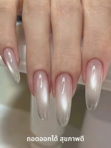 12ML 1PCS ฤดูใบไม้ร่วงและฤดูร้อนอินเทอร์เน็ตคนดังน้ําแข็งโปร่งใส Jelly ต้มน้ํา Cat Eye Gel เล็บสีขาวเล็บเปลือย