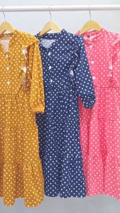 GAMIS ANAK CLARISSA POLKADOT (DAPAT GESPER) DRESS MURAH KIDS SYARI RUFFLE
