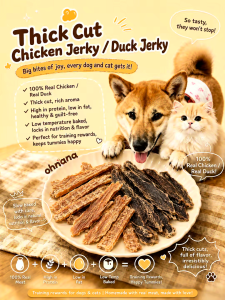 Ohnana Pets Treat/Snack Thick Cut Chicken/Duck Jerky
