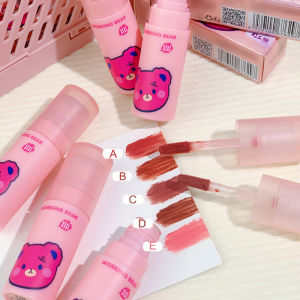 Glasir Bibir Beludru Beruang Stroberi Lucu Lumpur Bibir Musim Gugur Musim Gugur Memudar Garis Bibir Glasir Bibir COD -🌈Ninestar