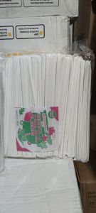 ISI 500PCS Sedotan steril bungkus kertas tekuk hitam dan putih