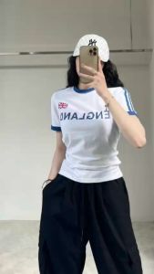 Áo thun babytee dáng ôm nữ phối sọc tay ( Mã babytee sọc tay ENGLAND )