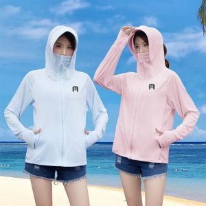 Ice Silk UV Protection Clothing Womens Outdoor Cycling Hat Thin Outerwear Rabbit Sunscreen Suit Lightweight Spring Summer