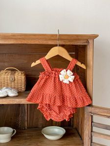 Summer Outfit for Baby Girls Cute Strap Two-Piece Set Fashionable Pure Cotton Breathable Baby Clothes Thin Korean Style Ensemble