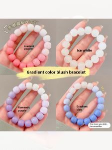 White Jade Lotus Seed Beaded Bracelet Girls Style Wristwear Playful Finger Soft Design Fashion Jewelry Accessory