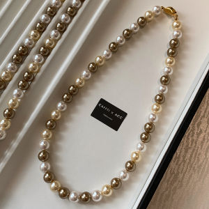 Elegant Brown Pearl Necklace for Women Luxury Minimalist High-End Feelings Fashionable Jewelry Accessory by CAFFTI