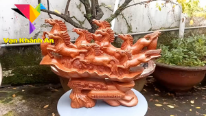 Tượng Bát Mã Truy Phong - Mã Đáo Thành Công - Quà Tặng Gỗ Doanh Nghiệp - Quà Lưu Niệm Ý Nghĩa Độc Đáo - Gỗ Decor - Vật Phẩm Phong Thủy Để Bàn