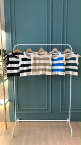 BL20803 Big Stripe Sleeveless Knit Top