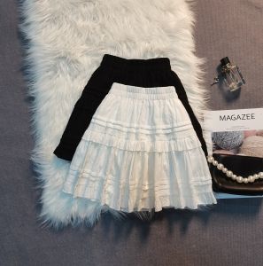 Váy Ngắn Màu Trắng Cạp Cao Cho Nữ Phong Cách Hàn Quốc Ngọt Ngào Đa Năng Váy Ngắn Nửa Thân Mùa Xuân Hè Giảm Tuổi Tác Thanh Lịch Váy Bánh