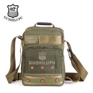 Gushilup Henry Mens Crossbody Bag Multi-Pocket Outdoor Casual Vertical Single Shoulder Bag Oxford Cloth Backpack