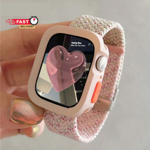 สำคัญที่สำหรับสายถักแบบเกาหลีสายรัดเคสสำหรับ Apple Watch 44 40 45 41สายไนล่อนยืดหยุ่นสูง 49มม. Ultra2 เป็นพิเศษสำหรับ IWatch Series 9 8 SE 7 6 5 4 SE2