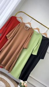 BESICA TUNIK WANITA MUSLIMAH PREMIUM AIRFLOW CRINCKLE/MIDI TUNIK POLOS LENGAN 7/8 CRINKLE