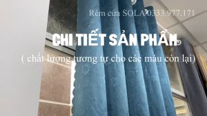 Rèm vải chống nắng màu XÁM TRẮNG họa tiết bông nhỏ may hoàn thiện có độ nhún màn cửa sola