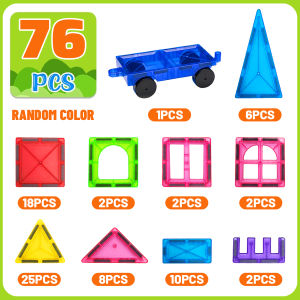 32/76/122PCS Magnetic Building Blocks Construction Set DIY Montessori Sensory Educational Toy For 3+ Old Kids Birthday Gift
