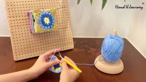 Wooden Crochet Shaping Board Square Threading Board with Fixed Rod and Needle Pad Precise Positioning of Yarn