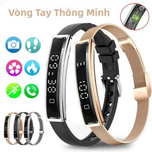 Vòng Đeo Tay Thông Minh Dành Cho Nữ Mới Vòng Đeo Tay Thể Dục Thể Thao HRV Kiểm Tra Căng Thẳng Theo Dõi Sức Khỏe Máy Đếm Bước Chân Chống Nước Cho Đồng Hồ Thông Minh Android iOS