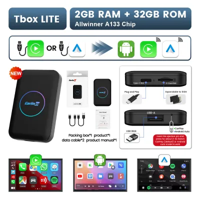 CarlinKit | CarlinKit LITE S HDMI 5-In-1 Android TV Box Smart CarPlay Android Auto Wireless Adatper For Car Play Video For YouTube Netflix