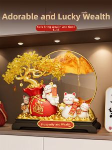 ZHONGGE | Feng Shui Lucky Cat Flowing Sand Painting Ornament