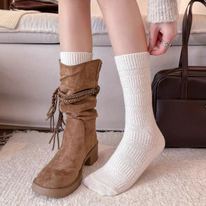 JIFANPAUL | Thermal Lace and Plaid Long Tube Socks