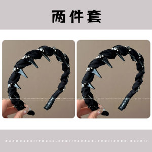 Elegant Water Diamond Hairband Womens Daily Outdoor High Forehead Headband Anti-slip Pressed Hair Clip New 2025