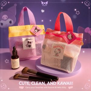 Sanrio | New Sanrio Licensed Hello Kitty My Melody Kuromi Pochacco Cute Cartoon Mesh Crossbody Handbag Storage Bag for Women and Girls