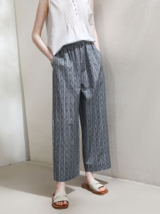 Miccbeirn | Silk Cotton Wide Leg Pants High Waist Straight Cut Casual Long Trousers Womens Loose Fit Comfortable Vintage Style Trousers