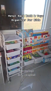 Bookshelf for Kids Childrens Book shelf with Wheels Multi-functional Display Organizer Book & Toy Storage Rack