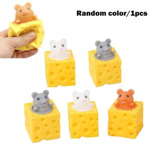 Cheese Mouse Pop Up Squeeze Stress Relief Toy TPR Fidget Sensory Toy for Kids & Adults Hide and Seek Figures