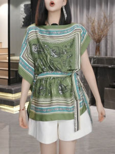 UYFY | Loose Fit Round Neck T-Shirt Womens Summer New Style Double Sided Wear Green Floral Print Maternity Casual High Waist Shorts