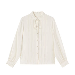 XIANGYING | French Light Professional Wooden Ear Bow Long Sleeve Shirt