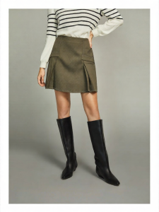 Elle | High Waist Slimming A-line Short Skirt Black