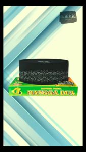 Kopiah Hitam Motif Batik Lukis Gliter Ukuran Jumbo Tinggi 10 | Peci Hitam Santri Keren Busana Muslim