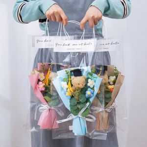 Crochet Flowers Bouquet Cute Dr. Bear Graduation Flower Bouquet Gift Artificial Flowers Mothers Day Gifts Home Decoration