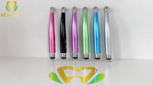 Colorful Dental High Speed Fiber Optic LED Handpiece 2 Holes Large Torque Push Button Low Noise 3 Water Spray with Oval Handle