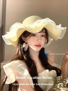 Cgediao | Summer Wide-Brim Sun Hat with Lace Bow for Women