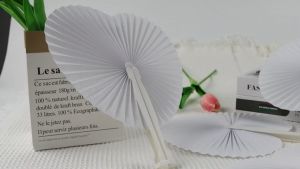 5Pcs Folding Paper Fans Heart Round Shape Hand Foldable Fan
