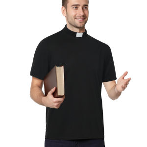 Blessume Giáo Sĩ clerical T-Shirt Áo Bộ Trưởng giám mục preacher linh mục ngọn với Tab cổ áo tay ngắn cho Giáo Sĩ