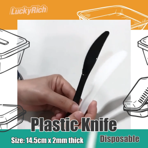 LuckyRich -  Disposable Plastic Knife - Black & white  100pcs