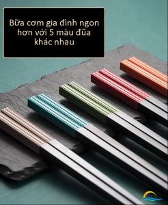 [Set 5 Đôi] Đũa Hợp Kim Họa Tiết Song Ngư Kiểu Nhật HADU Đuôi 5 Màu Phân Biệt Đũa Sợi Thủy Tinh Cao Cấp Chống Mốc Kháng Khuẩn Chống Trơn Trượt Dùng Cho Máy Rửa Bát